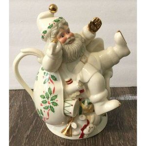 Lenox Holiday Collection Christmas Ice Skating Santa Porcelain Teapot 11”